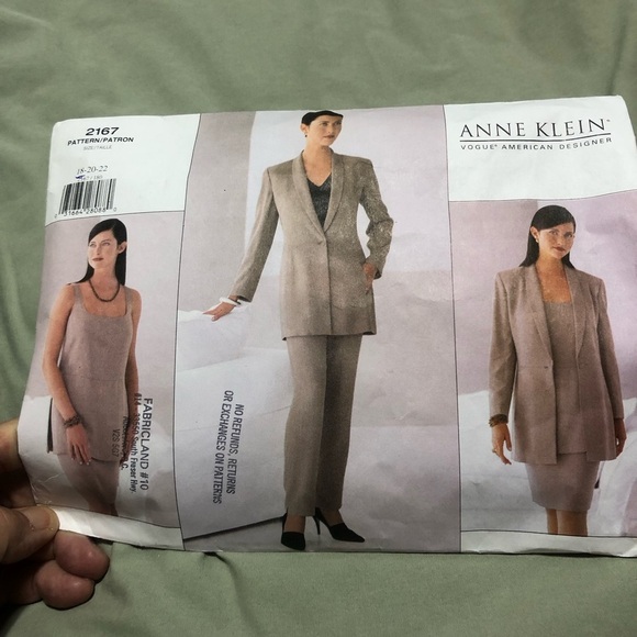 Anne Klein Vogue Designer Pattern 2167- cut to size 18-top. Skirt. Pants. Jacket - Picture 1 of 10